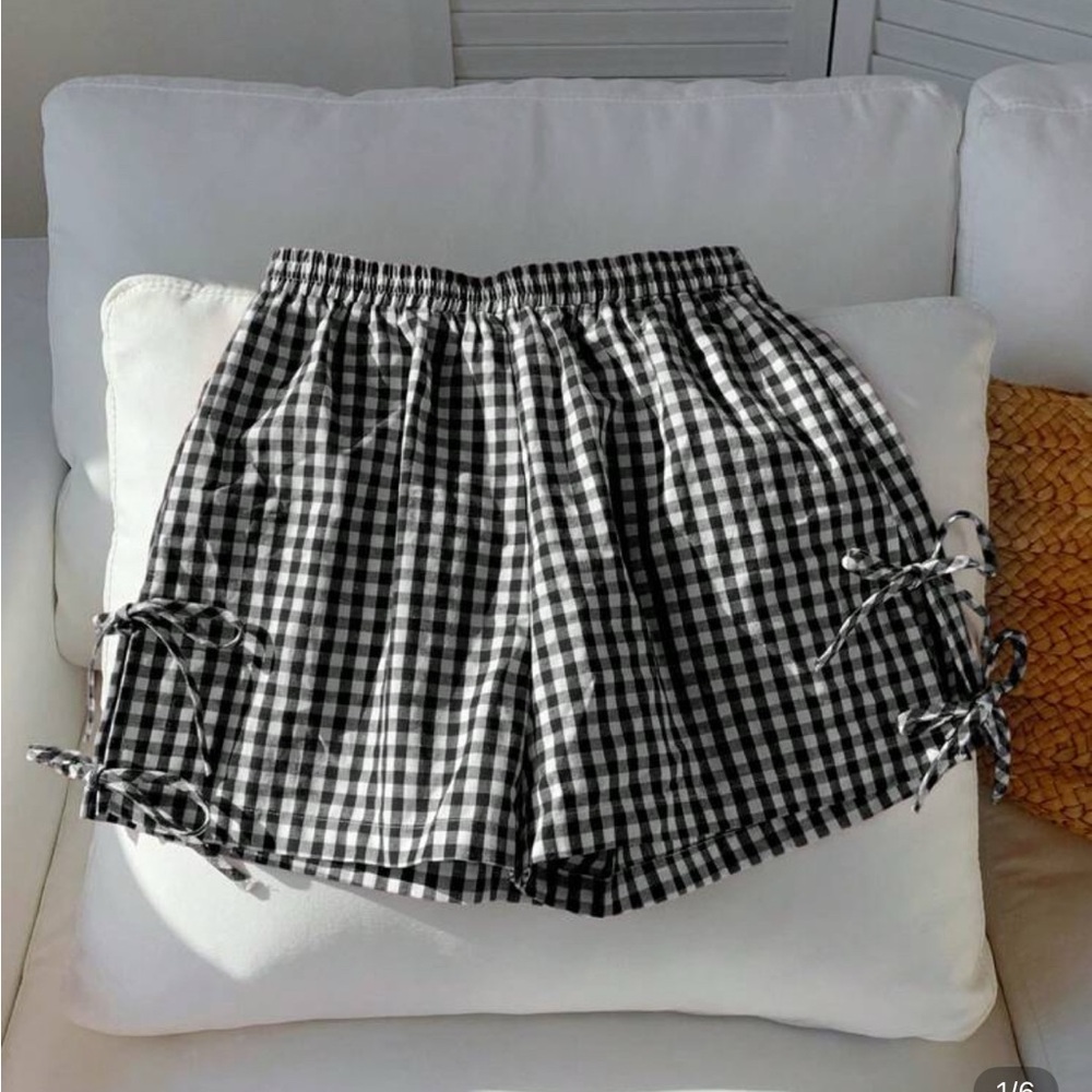 Black and White Gingham Women Shorts